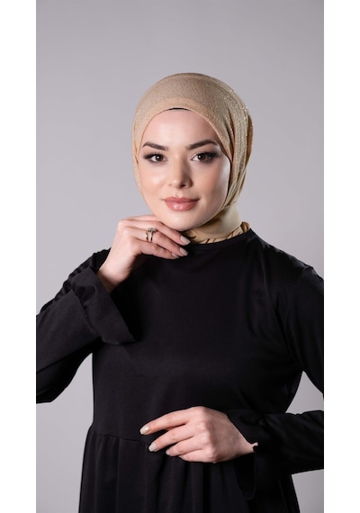 Hürrem Bone Bej Pratik Hazır Geçmeli Tesettür Eşarp Sandy Kumaş Arkadan Çıtçıtlı 2206 12