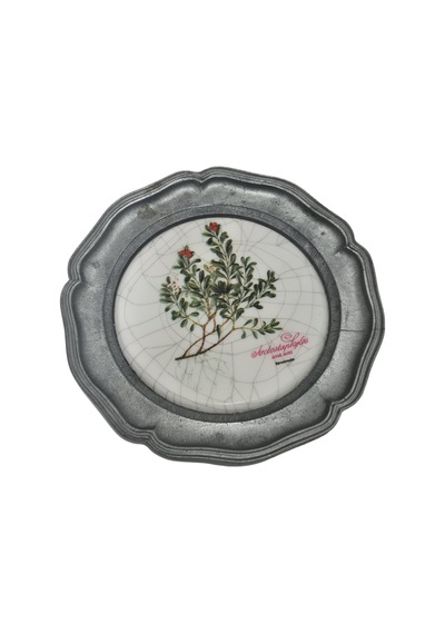 Vintage Zınn Çerçeveli Dekoratif Çiçek Temalı Duvar Tabağı 10cm 009