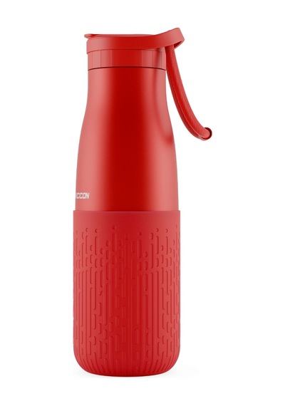 Puccon Pipetli 500 Ml Kırmızı Paslanmaz Çelik Matara/suluk - Silikon Gövde Yağmur - 50014