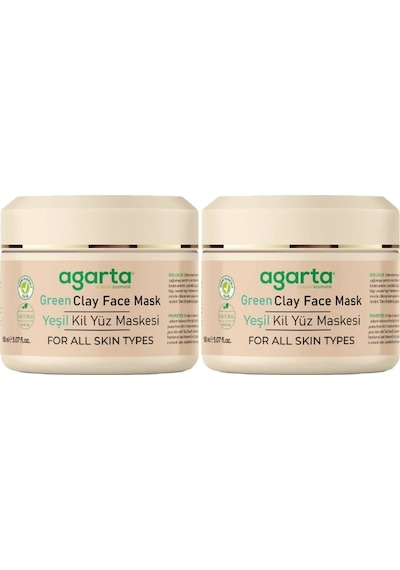 Agarta Doğal Yeşil Kil Yüz Maskesi 150ml 2 Li Set