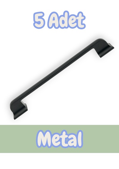 Beta Düz Antrasit Alüminyum Metal Lüks Modern Mobilya Çekmece Mutfak Dolabı Kulpu 160mm-192mm 5 Adet Antrasit