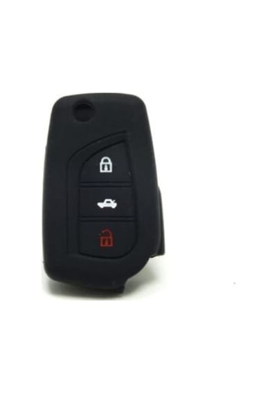 Toyota Uyumlu 3 Tuş Auris Anahtar Kabı Koruyucu Silikon Kılıf Siyah