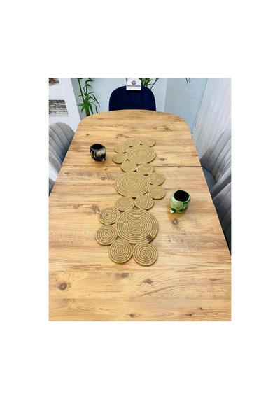 Jüt, Hasır, Dekoratif Masa Örtüsü,papatya Model Runner 30x100 Cm, Sehpa Örtüsü, Bohem Tarzı Hasır Hasır