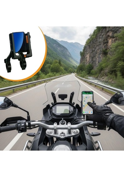 Evrensel Motosiklet Telefon Tutucu Kaymaz, Kilitlenebilir Güvenli Tutuşlu, 360 Ayarlanabilir Gidon Bağlantılı Belirtilmemiş