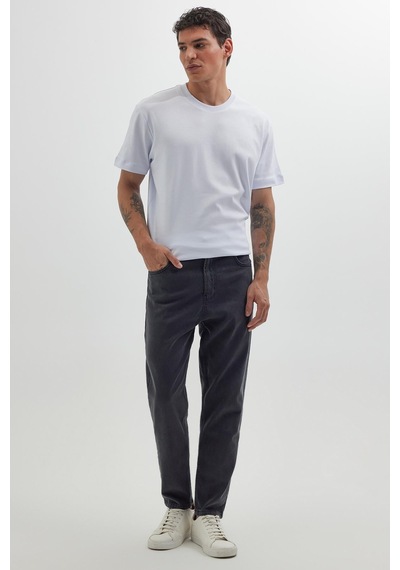 Tudors Erkek Regular Fit Bol Kesim Denim Yıkamalı Efektli Esnek Gri Jean Kot Pantolon-34494