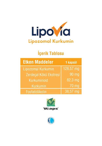 LIPOVIA Lipozomal Kurkumin Bitkisel Kapsül 8680133001437