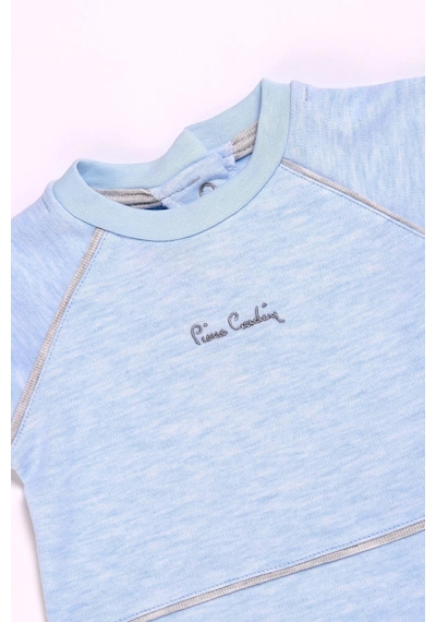Pierre Cardin %100 Pamuk Erkek Bebek Çıtçıtlı Belden Lastikli Ikili Takım 302392 Mavi Melanj
