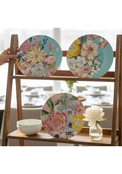 6 Lı Full Bloom Porselen Pasta Tabağı-5936 Çok Renkli