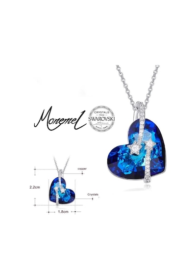 Monemel Kristal Taşlı Yildizli Kalp Kolye Altın Kaplama Gümüş - Rodyum