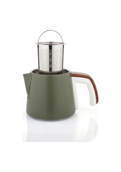 Egetürk TeaDem Style Ahşap Görünümlü Çay Makinesi Çaycı 2000W 1.7L Kettle 1.2L Demlik 304 Çelik Gövde Neft Yeşili