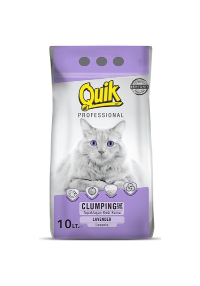 Quik Lavanta Kokulu İnce Topaklaşan Bentonit Kedi Kumu 10 L