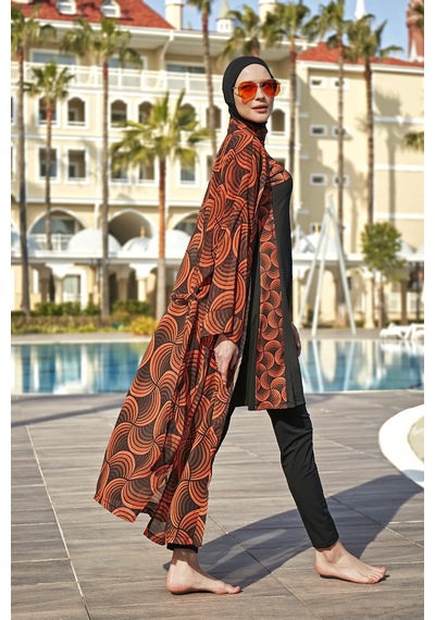 Remsa Mayo Remsa Tesettür Mayo Üzerine Tek Kaftan Kimono Pareo Rp015 Retro Siyah