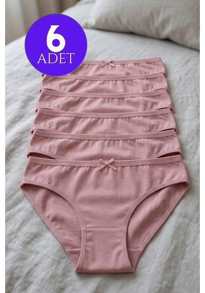Mataş Kadın 6'lı Paket Pamuklu Bikini Külot Esnek Yumuşak İz Yapmaz İç Çamaşırı Bej