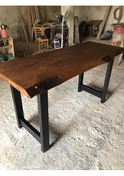 Bintaşmobilya Ceviz Rengi Gürgen Ağacı Bar Masası 180X70.Cm