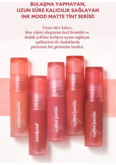 Mat Bitişli Dolgun Ve Pürüzsüz Görünüm Sunan Tint Perıpera Ink Mood Matte Tint 01 Peach Pure 01