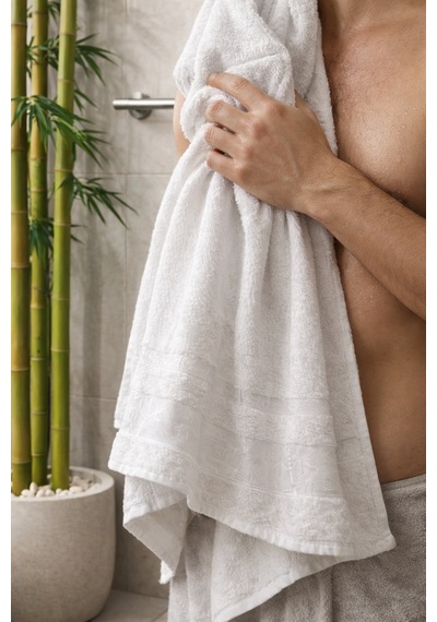 Bambu Banyo Havlusu Beyaz Otel Tipi - 70 X 140 - Lüks Bambu Havlu Bambu Ağacı Jakarlı
