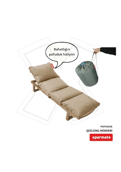 Xpermate Pofuduk Şezlong Minderi 60x180x12cm Su İtici, Bej