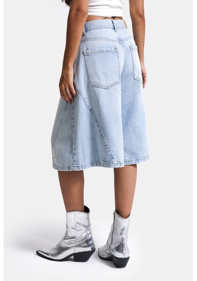 it's basic Kadın Kot Rengi 4s6-3 Süper Baggy Fit Maxi Bermuda Tasarım Denim Jort Çok Renkli