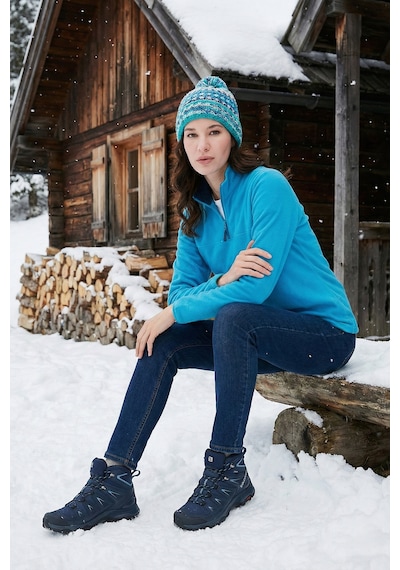 Lela Slim Fit Yumuşak Dokulu Anti-Pilling Tüylenme Yapmayan Yarım Fermuarlı Bayan Polar 5907000 Turkuaz