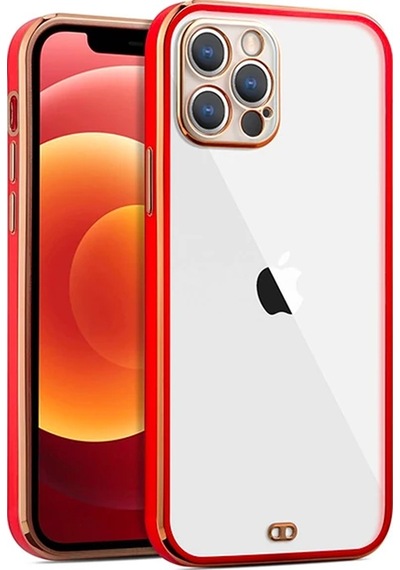 Apple     Uyumlu iPhone 12 Pro 6.1inç Gold Çerçeve Kamera Korumalı Bumper Kılıf- 5775