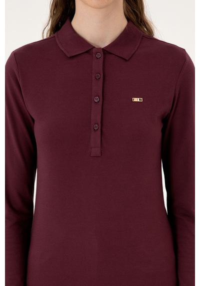 U.S. Polo Assn. Kadın Bordo Basic Polo Yaka Sweatshırt 50313593-VR177