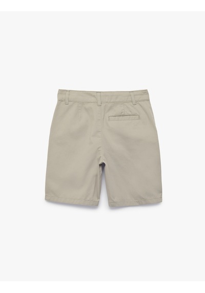 Koton Cep Detaylı Gabardin Kumaş Düğmeli Chino Şort Gri 6skb40156tw