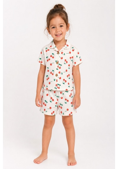 Aden Kids Kiraz Desenli İnce Penye Kumaştan Üretilmiş Gömlek Yakalı Düğmeli Pijama Takım Kırmızı Aden Kids Kiraz Desenli İnce Penye Kumaştan Üretilmiş Gömlek Yakalı Düğmeli Pijama Takım Kırmızı