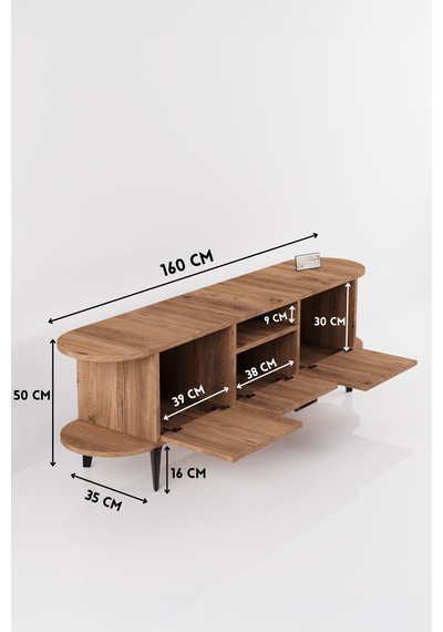 Tv Sehpası 160 Cm Modern 3 Kapaklı Tv Sehpa Çok Amaçlı Konsol Ünitesi Mira Siyah