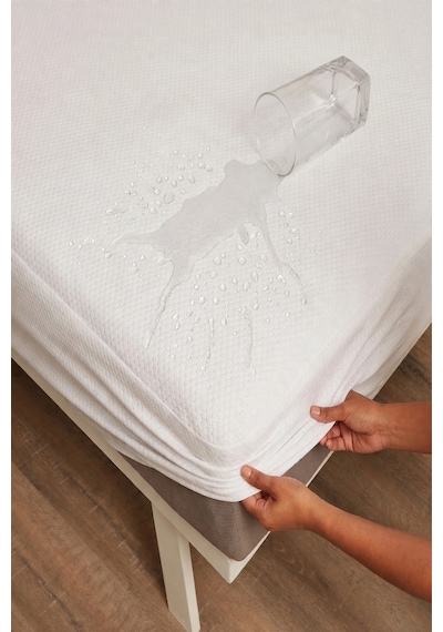 Sıvı Geçirmez Fitted Bazalı Honeycomb Desenli Yatak Alezi Nefes Alan Microfiber Yatak Koruyucu Alez Beyaz Tek Kişilik - Çift Kişilik