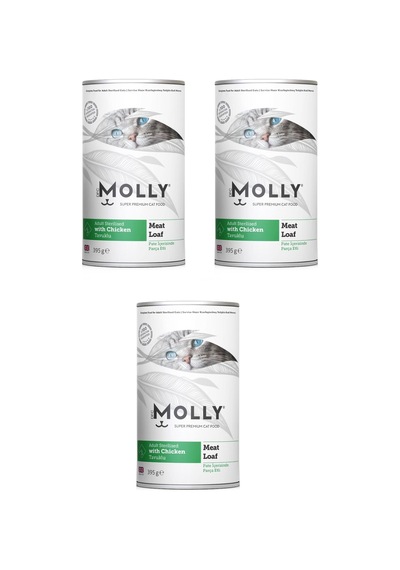 Molly Steril Tavuklu Pate Ezme Kısır Kedi Konservesi 395 G X 3 Adet