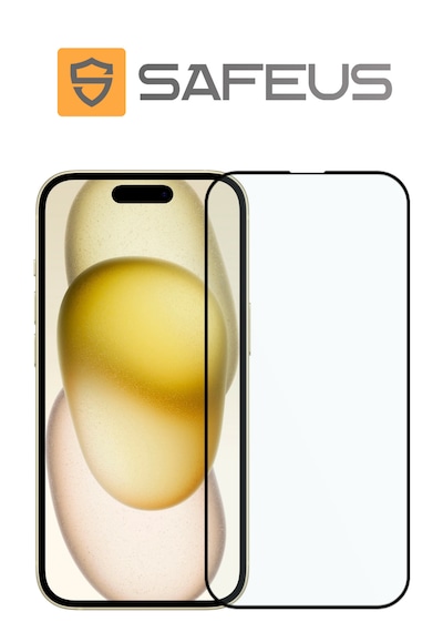 Safeus Tam Kaplayan Parmak İzi Bırakmayan Safir Ekran Koruyucu Cam Apple iPhone 15 Uyumlu İle