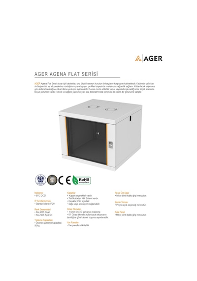 Ager 12u 600x600 Demonte Agena Flat Serisi Duvar Tipi Kabinet Ön Çıtalı Cam Kapakc-b1 Beyaz