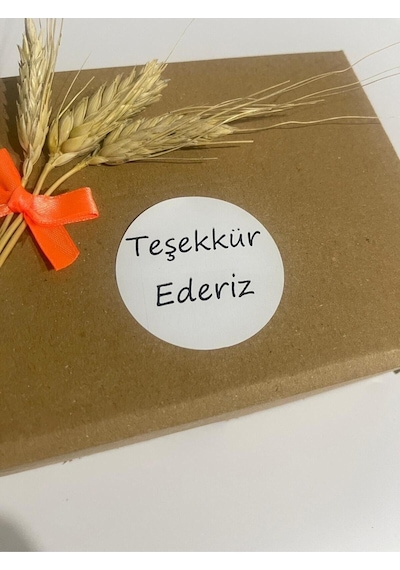 Teşekkür Ederiz Siyah Yazılı Yuvarlak Yapışkanlı Etiket 5x5 Cm 100 Adet