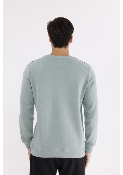 Rowinger Selanik Doku Yumuşak Tutuşlu Rahat Kalıp Yuvarlak Yaka Esnek Manşetli Sweatshirt Çağla
