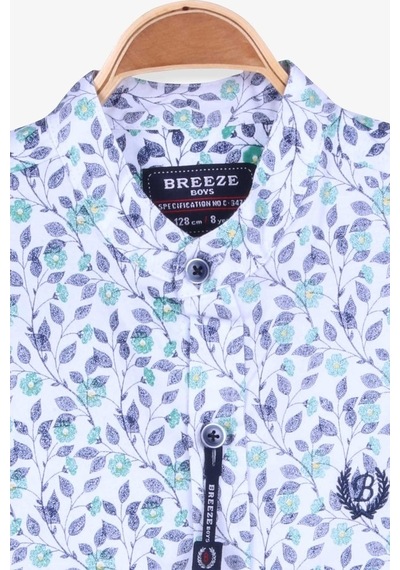 Breeze 546543172 Çiçek Desenli Erkek Çocuk Gömlek Beyaz