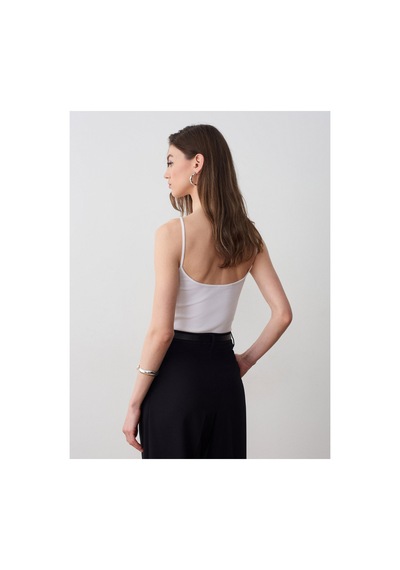 Dilvin 21178 Fitilli Basic Top-beyaz
