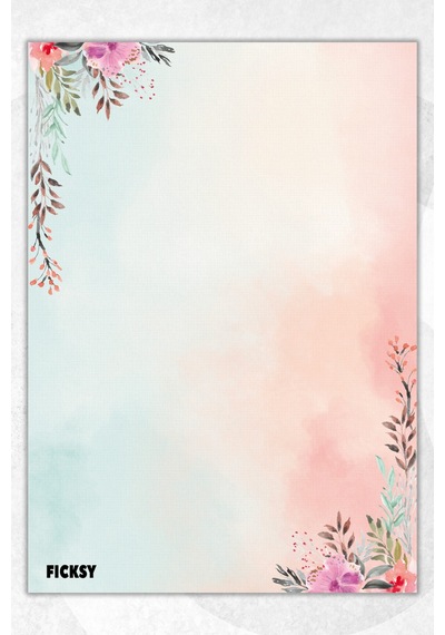 A5 Çiçek Bloknot Çizgisiz Defter - 50 Yaprak - Memopad - Notepad - Not Defteri - Not Kağıdı - 0789 Çok Renkli