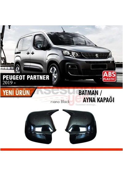 Peugeot Partner 2019+ Uyumlu Yarasa Batman Ayna Kapağı Piano Black