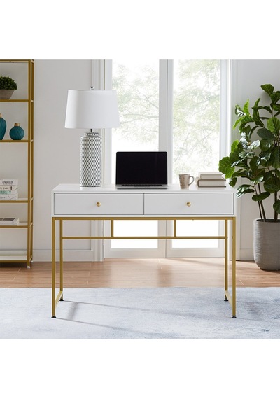 Serenity Beyaz Gold Metal Çalışma Masası