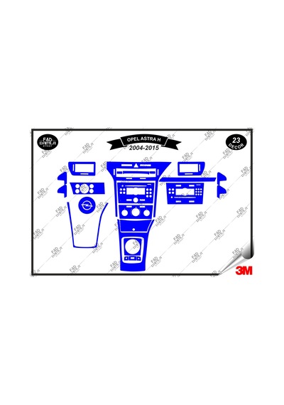 Opel Astra H 2004-2015 Torpido Konsol Trim Göğüs Maun Kaplama Set 23 Parça Mavi