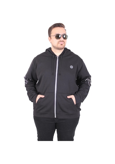 Moc Grande Mocgrande Büyük Beden Kapüşonlu Fermuarlı Sweat Double Face Ossi 25705 Sıyah Siyah