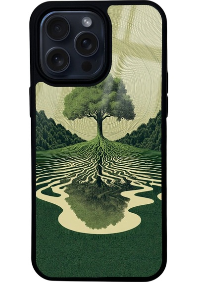 Apple Uyumlu iPhone 15 Pro Max The Zen Oak Tasarımlı Glossy Telefon Kılıfı Çok Renkli