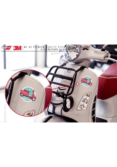 Vsp49 Italyan Isi Yazili Kirmizi Scooter Sticker