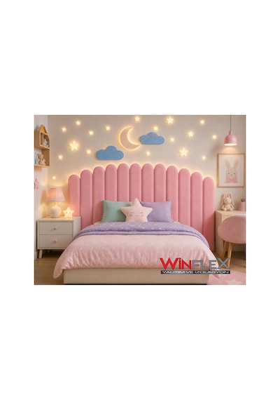 Winflex Yatak Başlık Ay Ve Bulut Set Dekorasyon Panel 180cm-pembe 180 CM