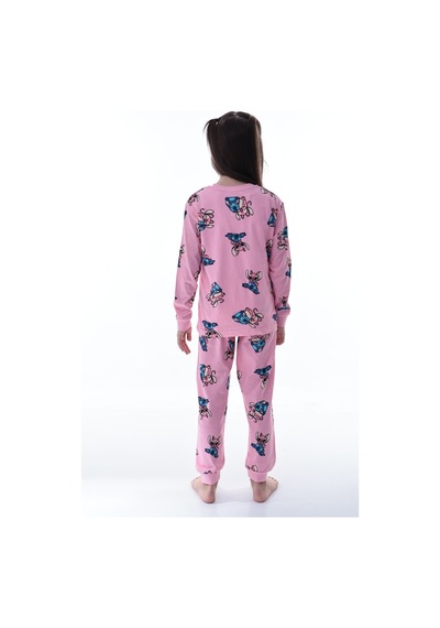 Çizgi Film Karakterli Kız Çocuk Pijama Takımı %100 Pamuk Rahat Ve Yumuşak Kumaş Pembe