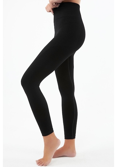 Cottonhill Siyah Yüksek Bel Toparlayıcı Seamless Kadın Spor Tayt SiYAH Siyah