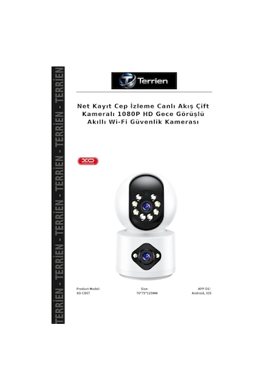 Net Kayıt Cep İzleme Canlı Akış Çift Kameralı 1080p Hd Gece Görüşlü Akıllı Wi-fi Güvenlik Kamerası Çok Renkli