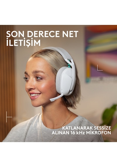 Logitech G321 Lightspeed Bluetooth Kablosuz Hafif Konforlu Mikrofonlu Oyuncu Kulaklığı - Beyaz
