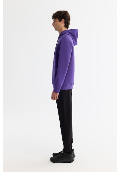 Avva Erkek Mor Kapüşonlu Pamuklu Baskılı Elastan Regular Fit Sweatshirt A42y1324
