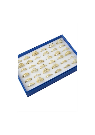 Xuping - 884 - Karışık Lüks Zirkon Taşlı Çelik Yüzük 1 - Nazblsmm - Adet Sarı